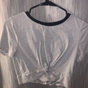 Stripped Knotted Crop Top